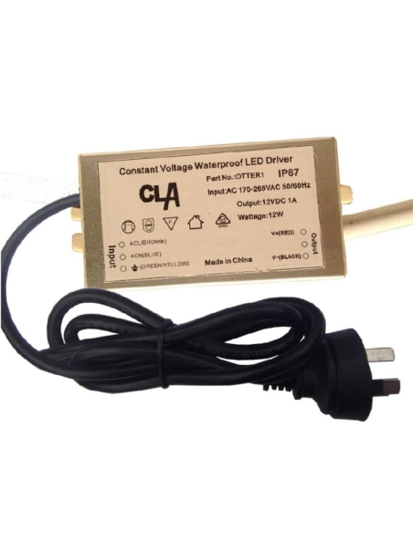 OTTER1 - OTTER1 12V Waterproof Constant Voltage LED Driver IP67 (12W) - Transformer:Minimum Load: 10% Of Rated Power;Maximum ...