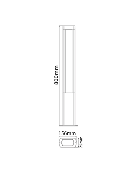 Exterior 12.5 watt LED Bollard Height 800mm Width AMUN4