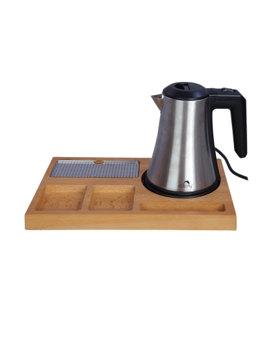 Dolphy Stainless Steel 800ml Electric Kettle with Wooden Tray