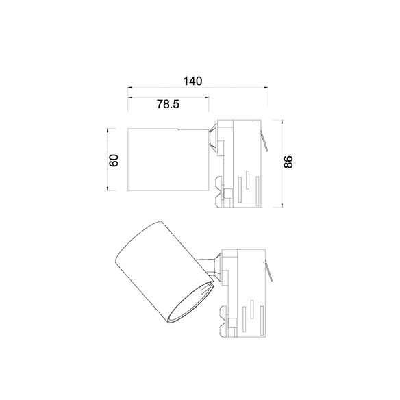 TRKB3G002 - 4 Wire 3 Circuit GU10 Track Head TRKB3G002