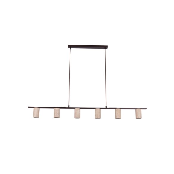 TUBERIA1 - TUBERIA Interior Linear Bar with Beige Travertine Tubular Shade Pendant Light - Suction Cap Included For Indoor Us...