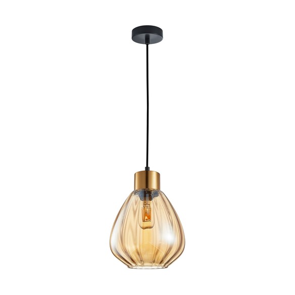TULIP2 - TULIP Interior Bronze Amber / Smokey Black Wine Glass Ribbed Pendant Lights