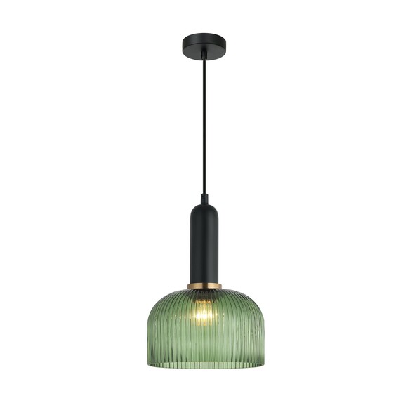 VINTAJ13 - VINTAJ Retro Interior Dome Shape Ribbed Glass Pendant Lights