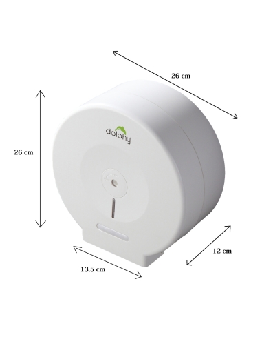 Dolphy Jumbo Toilet Roll Dispenser White - DTPR0006