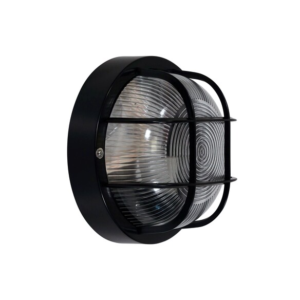 LF7952BK - RUND Black 18cm E27 IP54 Round Caged LF7952BK