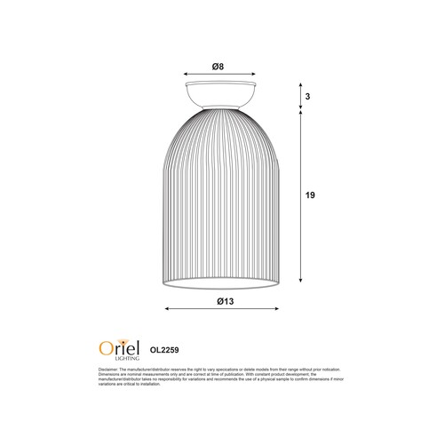 OL2259WH - ARLEY White with Ribbed Opal Matt OL2259WH