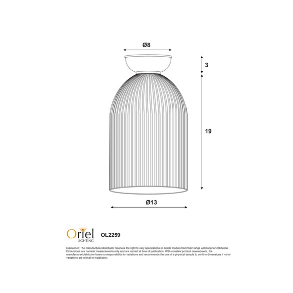 OL2259WH - ARLEY White with Ribbed Opal Matt OL2259WH