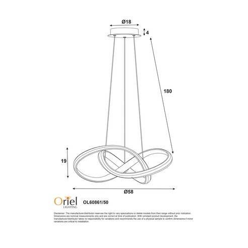 OL60861/50BK - Spira CCT LED Pendant BlackOL60861/50BK