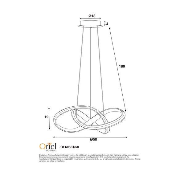 OL60861/50BK - Spira CCT LED Pendant BlackOL60861/50BK
