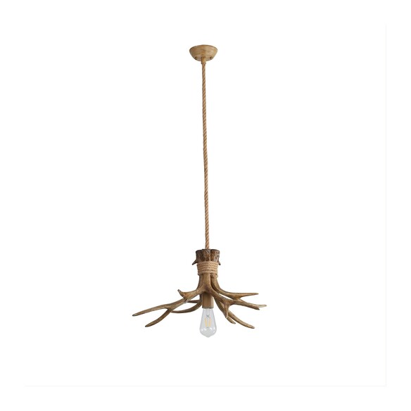OL65274/1 - Hyort Single Rope & Antler Pendant E27OL65274/1