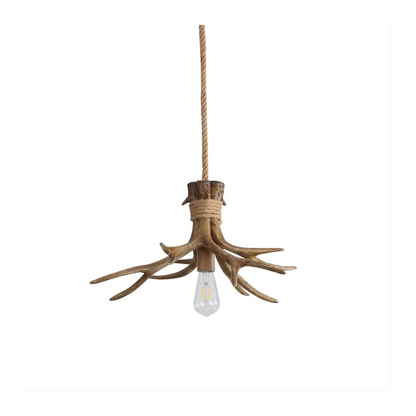 OL65274/1 - Hyort Single Rope & Antler Pendant E27OL65274/1