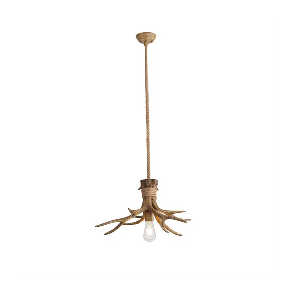 OL65274/1 - Hyort Single Rope & Antler Pendant E27OL65274/1
