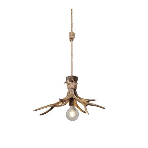 OL65274/1 - Hyort Single Rope & Antler Pendant E27OL65274/1