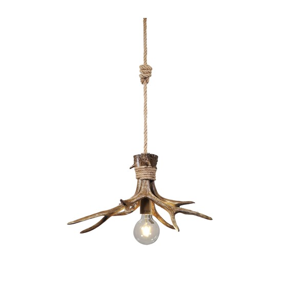 OL65274/1 - Hyort Single Rope & Antler Pendant E27OL65274/1