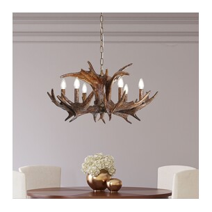 OL65281/6 - RAMURE.6 6 Light Hand Painted Deer Antler OL65281/6