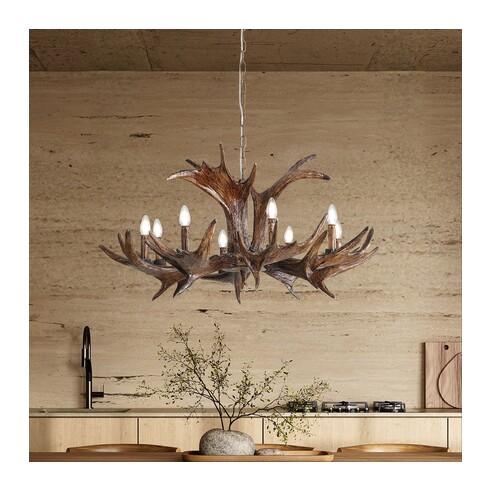 OL65281/8 - RAMURE.8 8 Light Hand Painted Deer OL65281/8