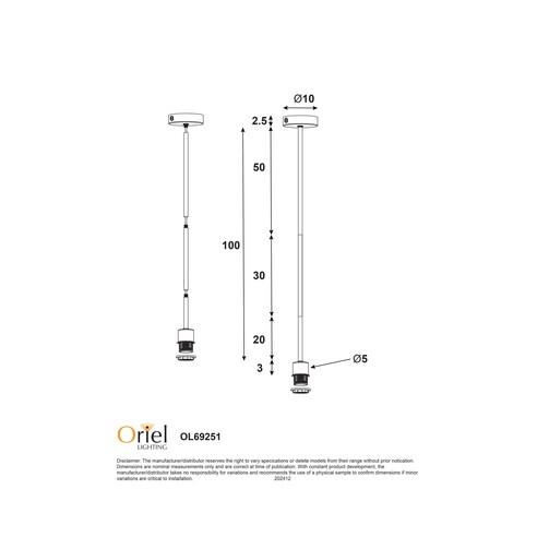 OL69251WH - PARTI White E27 Rod SuspensionOL69251WH