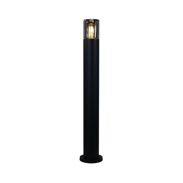 OL7183BK - Wanaka Black with Mirror Smoke Glass 80cm IP65 E27 Bollard Light