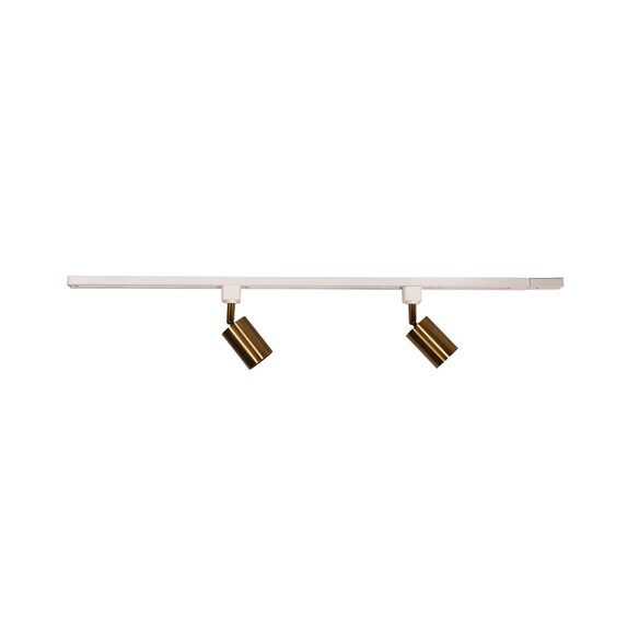 OL85310 - Bridge.2 1m Track with 2x5w LED GU10 White and Brass Track Heads Single Circuit Kit