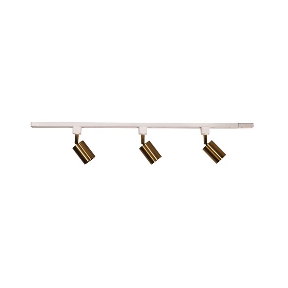 OL85312 - Bridge.2 1m Track with 3x5w LED GU10 White and Brass Track Heads Single Circuit Kit