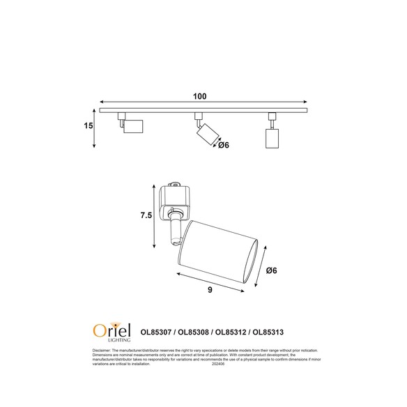 OL85312 - Bridge.2 1m Track with 3x5w LED GU10 OL85312