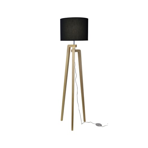 OL93525BK - LUND Scandi Timber Tripod Floor Lamp OL93525BK