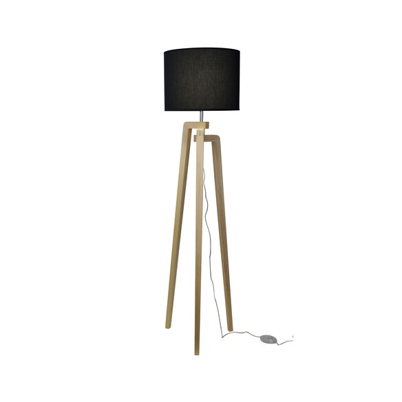 OL93525BK - LUND Scandi Timber Tripod Floor Lamp OL93525BK
