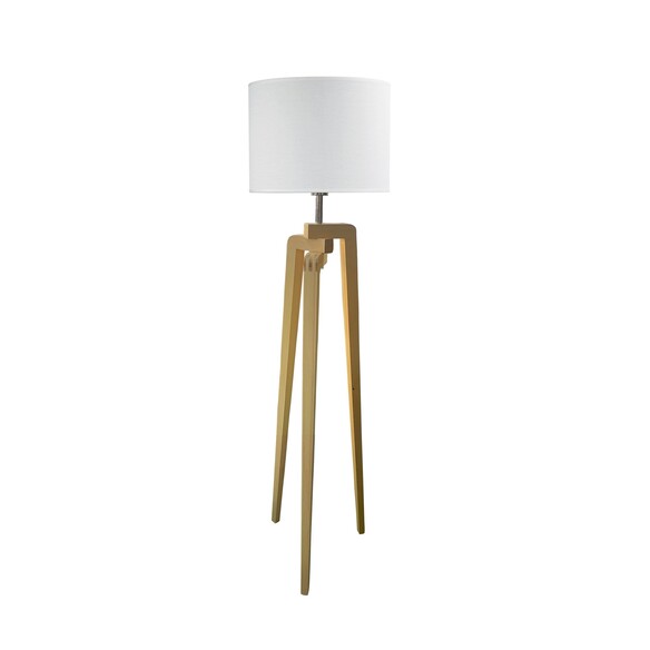 OL93525WH - Lund Timber Floor Lamp With White OL93525WH