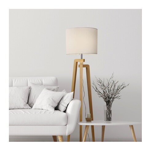 OL93525WH - Lund Timber Floor Lamp With White OL93525WH