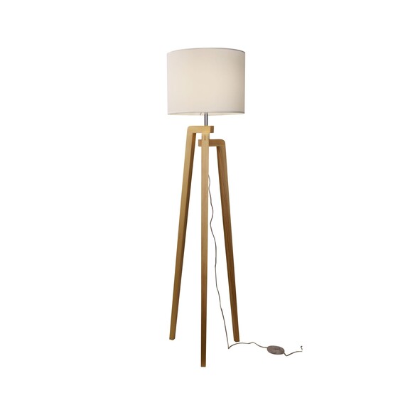 OL93525WH - Lund Timber Floor Lamp With White OL93525WH