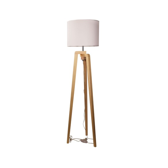 OL93525WH - Lund Timber Floor Lamp With White OL93525WH