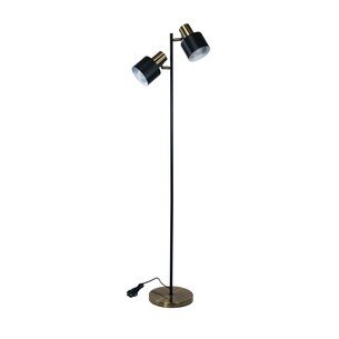 SL98787/2AB - ARI Twin Black with Antique Brass E27 Floor SL98787/2AB