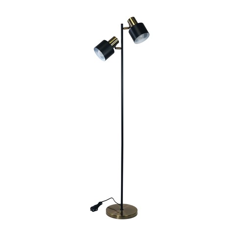 SL98787/2AB - ARI Twin Black with Antique Brass E27 Floor Lamp