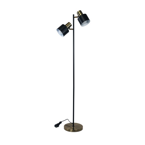 SL98787/2AB - ARI Twin Black with Antique Brass E27 Floor Lamp