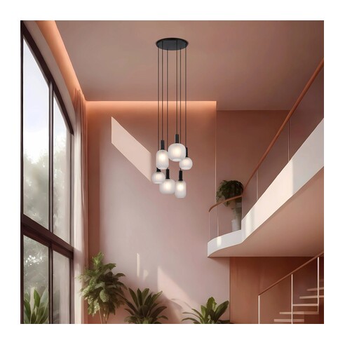 AOSTA PE06-BKFR - AOSTA 6 LIGHT PENDANT - BLACKAOSTA PE06-BKFR