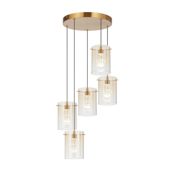 CREVIL PE5-AGAM - CREVIL 5 LIGHT PENDANT - ANTIQUE GOLD