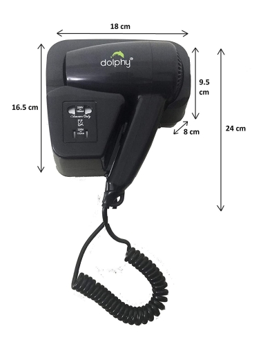 DPHD0018 - Dolphy Wall Mount Black Hair Dryer DPHD0018