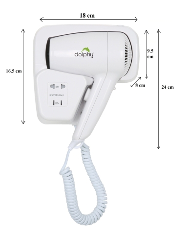 DOL-DPHD0001 - Dolphy Wall Mount Hair Dryer 1200 DOL-DPHD0001