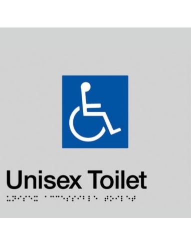 Dolphy Unisex Disabled Toilet Braille Sign Silver / Black - DTBS0006