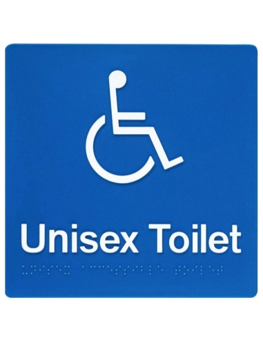 Dolphy Unisex Disabled Toilet Braille Sign Blue / White - DTBS0005