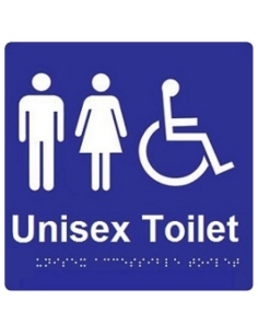 Dolphy Unisex Accessible Toilet Braille Sign Blue / White - DTBS0007