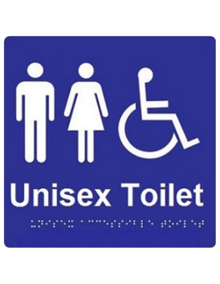 DTBS0007 - Dolphy Unisex Accessible Toilet Braille Sign Blue / White