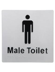 Dolphy Male Toilet Braille Sign Silver / Black - DTBS0002DTBS0002