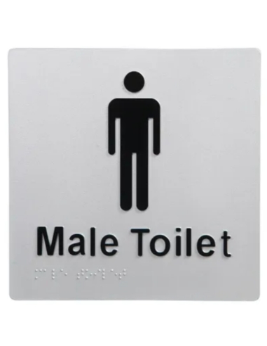 Dolphy Male Toilet Braille Sign Silver / Black - DTBS0002