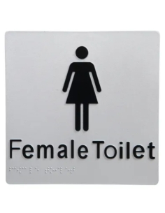 Dolphy Female Toilet Braille Sign Silver / Black - DTBS0004DTBS0004