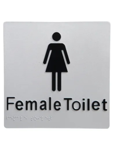 Dolphy Female Toilet Braille Sign Silver / Black - DTBS0004