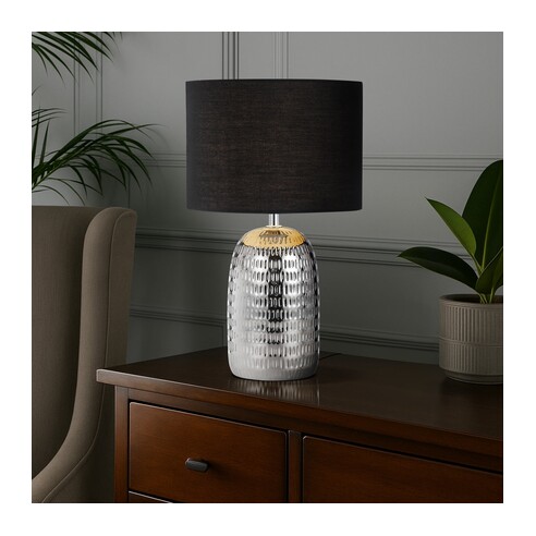 SEVIA TL-SLBK - SEVIA CERAMIC TABLE LAMP - SILVERSEVIA TL-SLBK