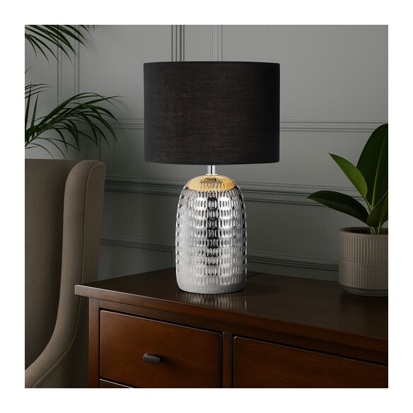 SEVIA TL-SLBK - SEVIA CERAMIC TABLE LAMP - SILVERSEVIA TL-SLBK