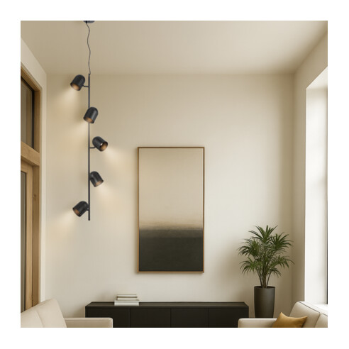 TURIN PE5-BK - TURIN 5 LIGHT PENDANT - BLACKTURIN PE5-BK