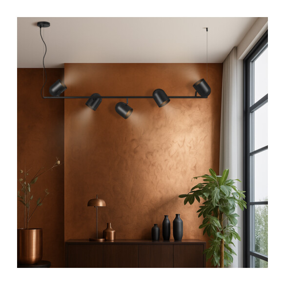 TURIN PE5-BK - TURIN 5 LIGHT PENDANT - BLACKTURIN PE5-BK